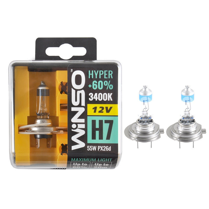 Bec Halogen Winso Hyper +60% H7 - 12V, 55W PX26d ● 3400K ● Set 2 buc Winso - imagine 1