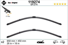 Set lamela stergator SWF Wiper FB OE LHD 650/450 mm SWF - imagine 1