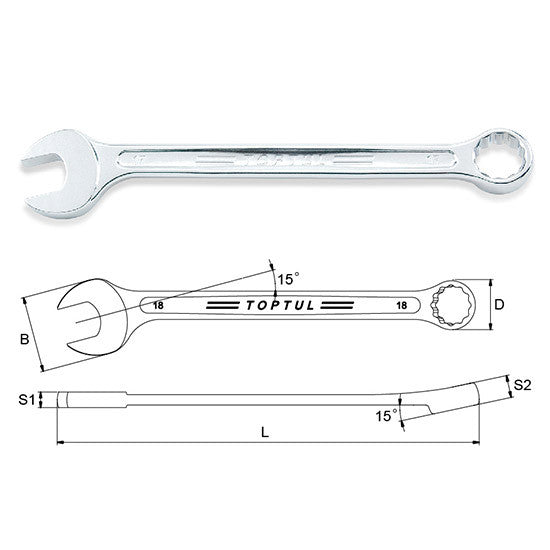 Cheie combinata 10 mm Toptul - imagine 1
