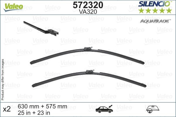 Set lamela stergator Valeo Silencio AquaBlade 630/575 mm Valeo - imagine 1