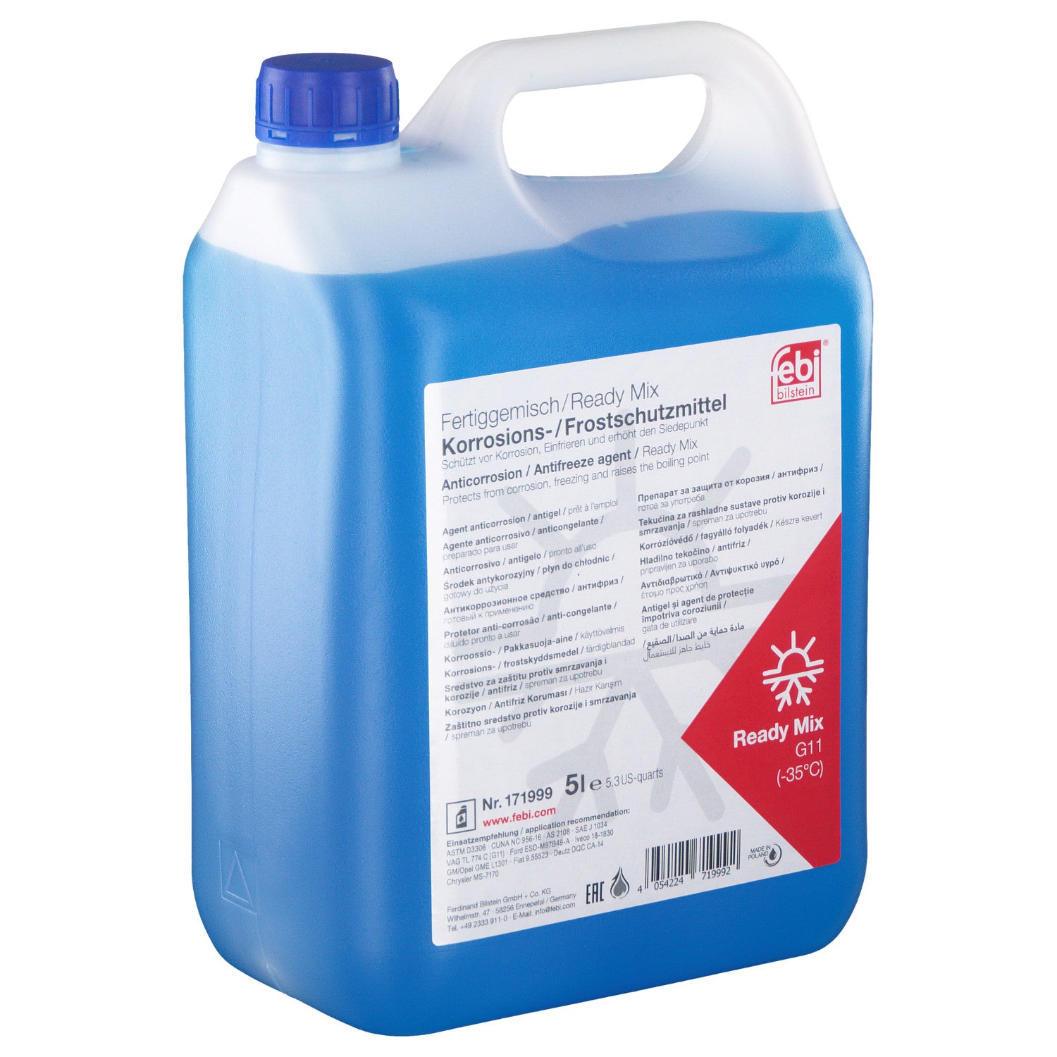 Antigel diluat G11 Albastru Febi (-35°C) 5L Febi - imagine 1
