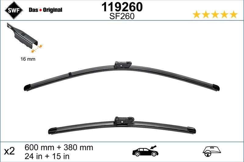 Set lamela stergator SWF Wiper FB OE LHD 600/380 mm SWF - imagine 1