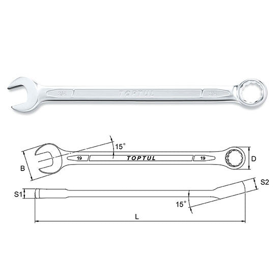 Cheie combinata lunga 13 mm Toptul - imagine 1