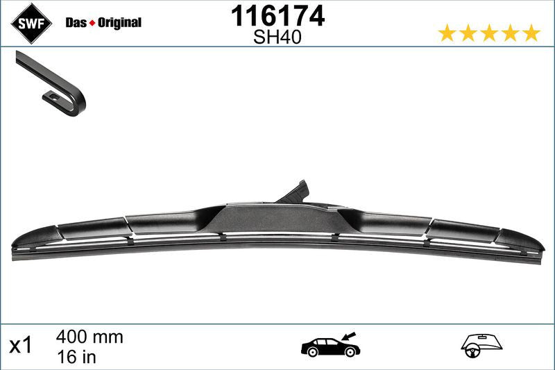 Lamela stergator SWF Wiper Hybrid LHD  400 mm SWF - imagine 1