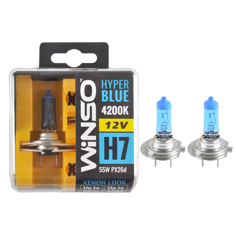Bec Halogen Winso Hyper Blue H7 - 12V, 55W PX26d ● 4200K ●  Set 2 buc Winso - imagine 1