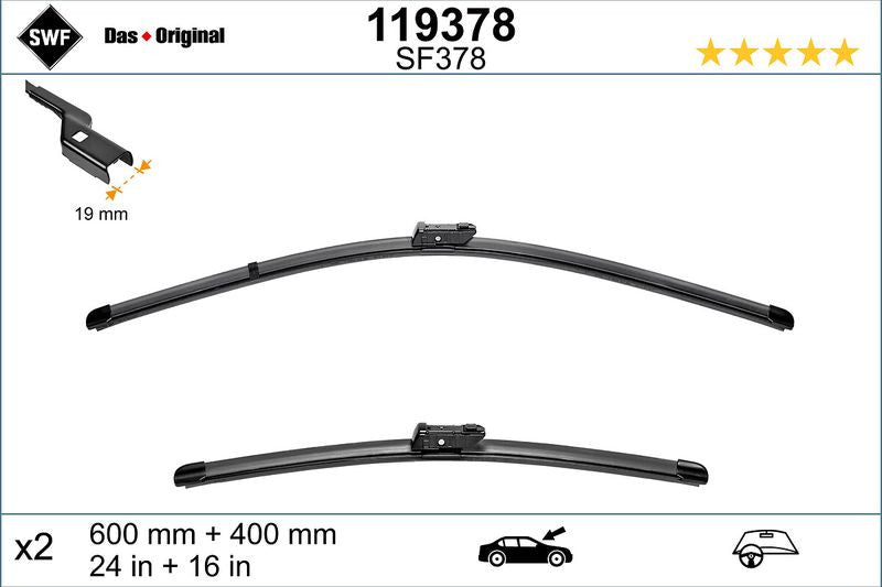 Set lamela stergator SWF Wiper FB OE LHD 600/400 mm SWF - imagine 1