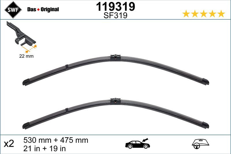Set lamela stergator SWF Wiper FB OE LHD 530/475 mm SWF - imagine 1