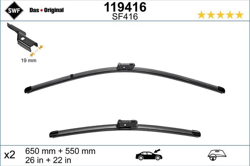 Set lamela stergator SWF Wiper FB OE LHD 650/550 mm SWF - imagine 1