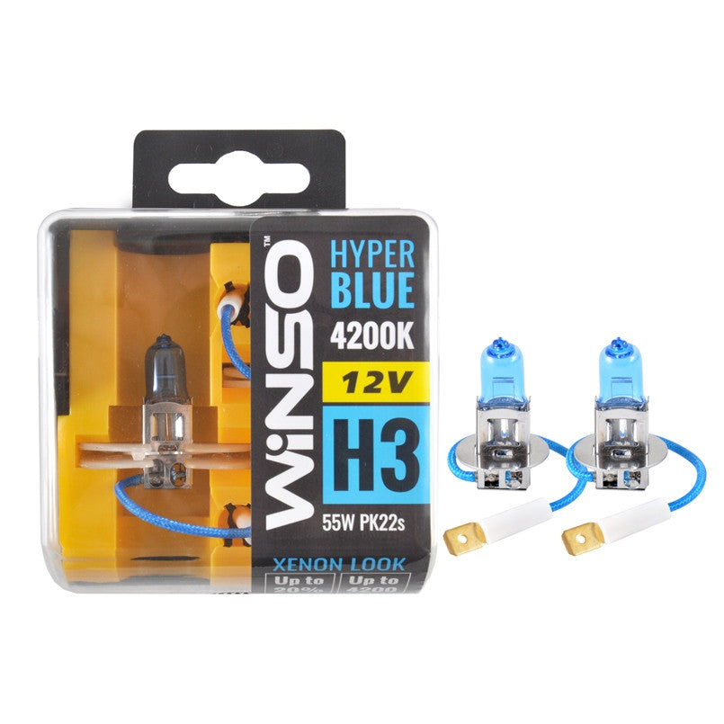 Bec Halogen Winso Hyper Blue +20% H3 - 12V, 55W PK22s ● 4200K ●  Set 2 buc Winso - imagine 1