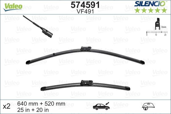 Set lamela stergator Valeo Silencio FlatBlade OE 640/520 mm Valeo - imagine 1