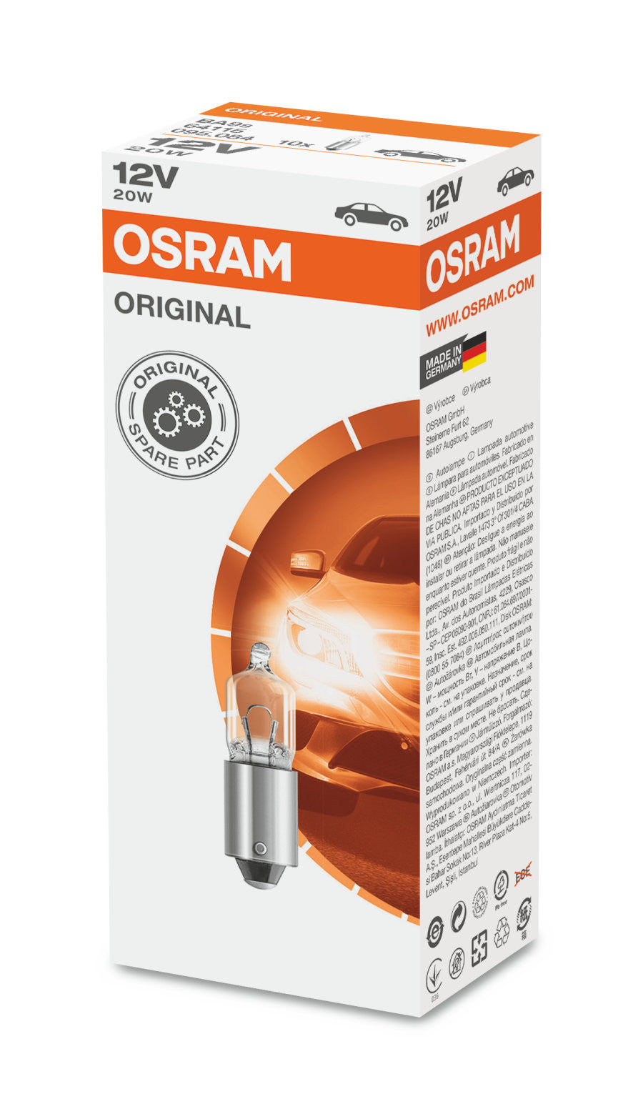 Bec Osram Original 20W 12V BA9s Osram - imagine 3