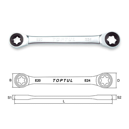 Cheie inelara cu clichet tip E 14x18 mm Toptul - imagine 1