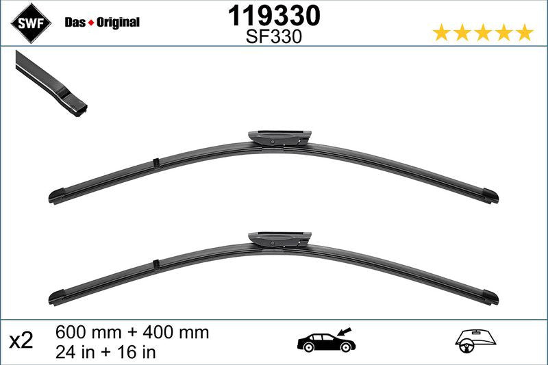Set lamela stergator SWF Wiper FB OE LHD 600/400 mm SWF - imagine 1
