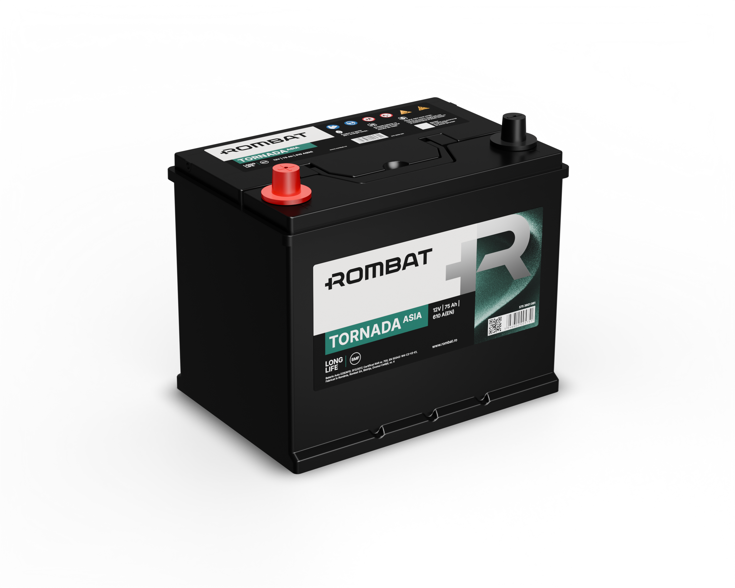 Acumulator Rombat Tornada Asia 75 Ah 600A[Bornă Inversă] Rombat - imagine 2