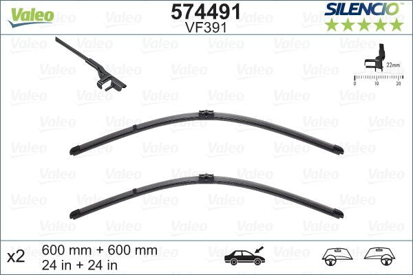 Set lamela stergator Valeo Silencio FlatBlade OE 600/600 mm Valeo - imagine 1