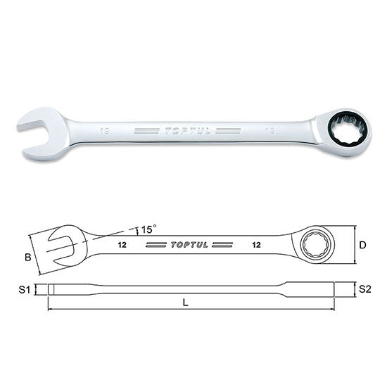 Cheie combinata cu clichet 10 mm Toptul - imagine 1