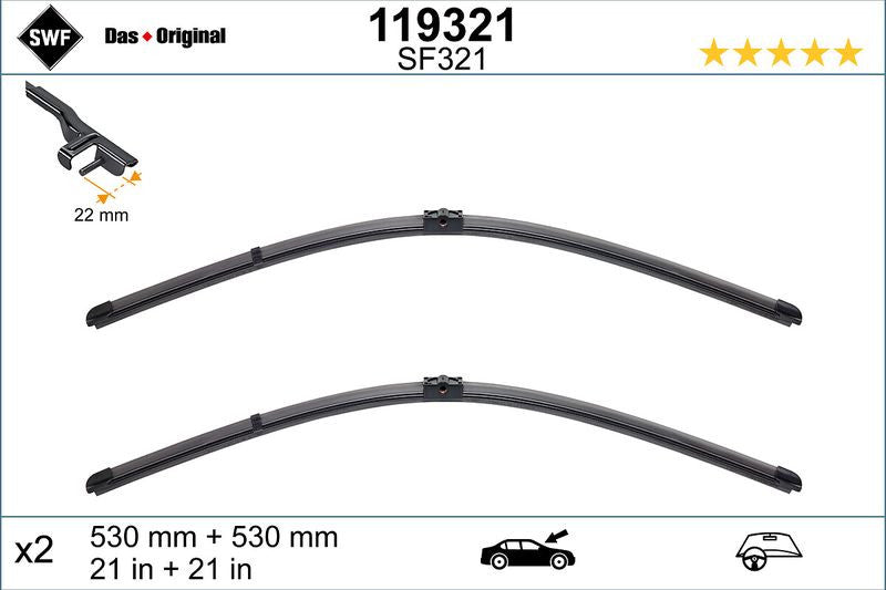 Set lamela stergator SWF Wiper FB OE LHD 530/530 mm SWF - imagine 1
