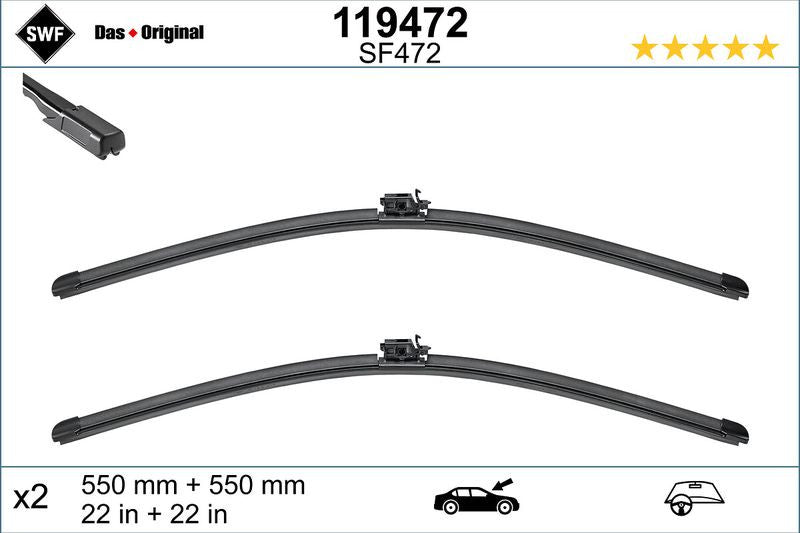 Set lamela stergator SWF Wiper FB OE LHD 550/550 mm SWF - imagine 1