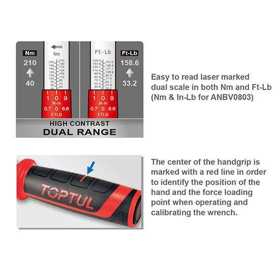 Cheie dinamometrică mecanică 3/8" 10-60 Nm Toptul - imagine 2