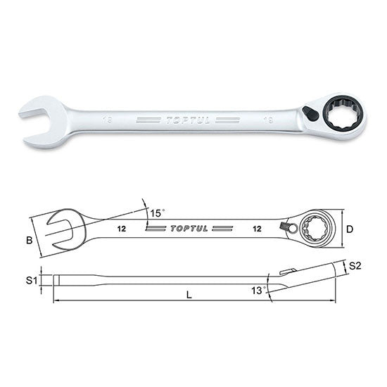 Cheie combinata cu clicket 18 mm Toptul - imagine 1