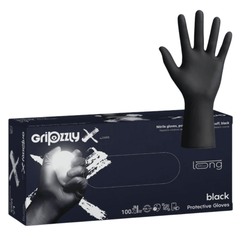 Manusi Nitril Texturate GripZzly X, Manseta Lunga, Negre, Rezistente la Chimicale si Uleiuri, 100 buc, Marime XL Gripzzly - imagine 1
